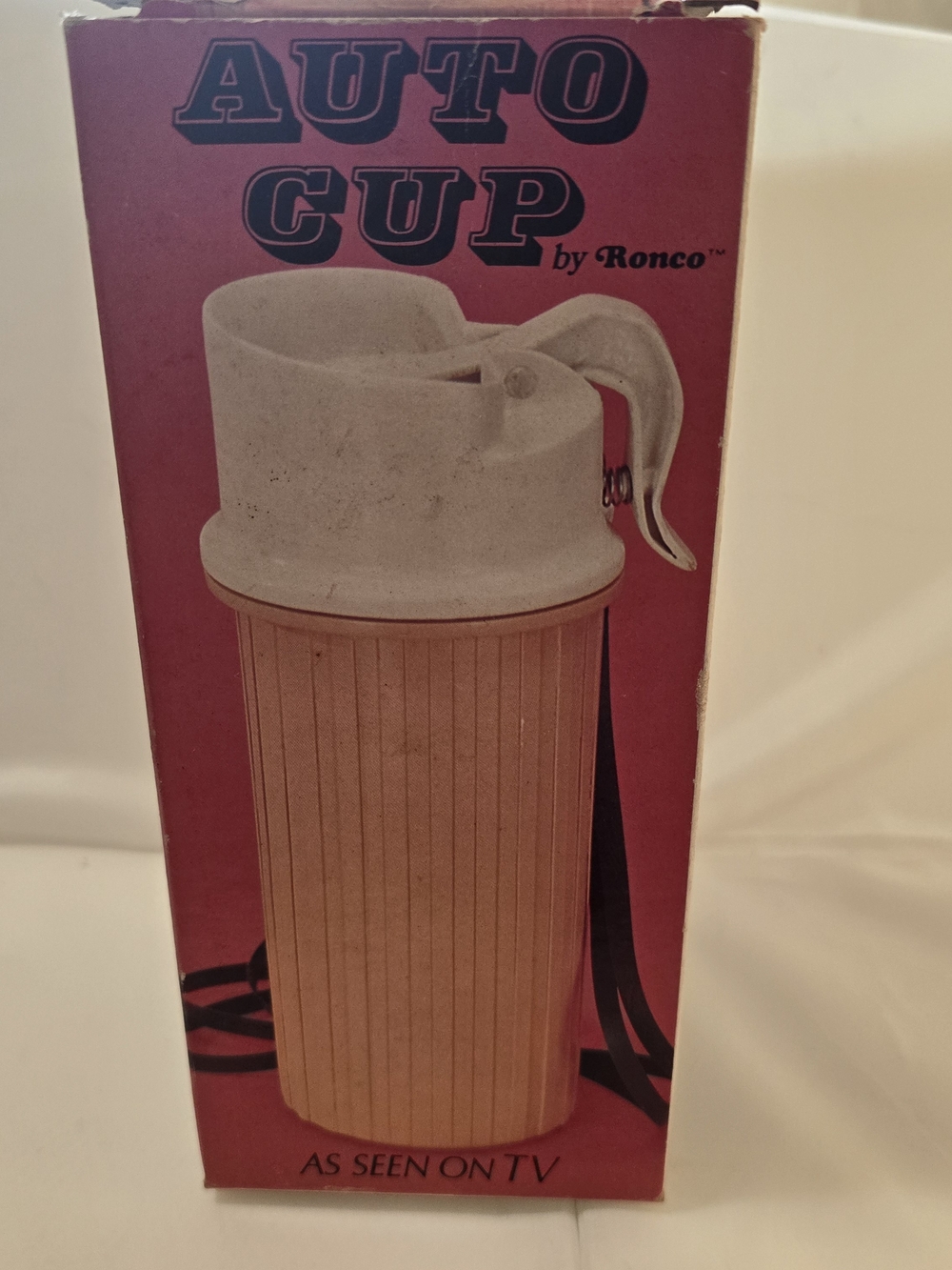 Vintage 1977 Ronco Auto Cup No. 1820 Insulated No-Spill Travel Cup W/ Box